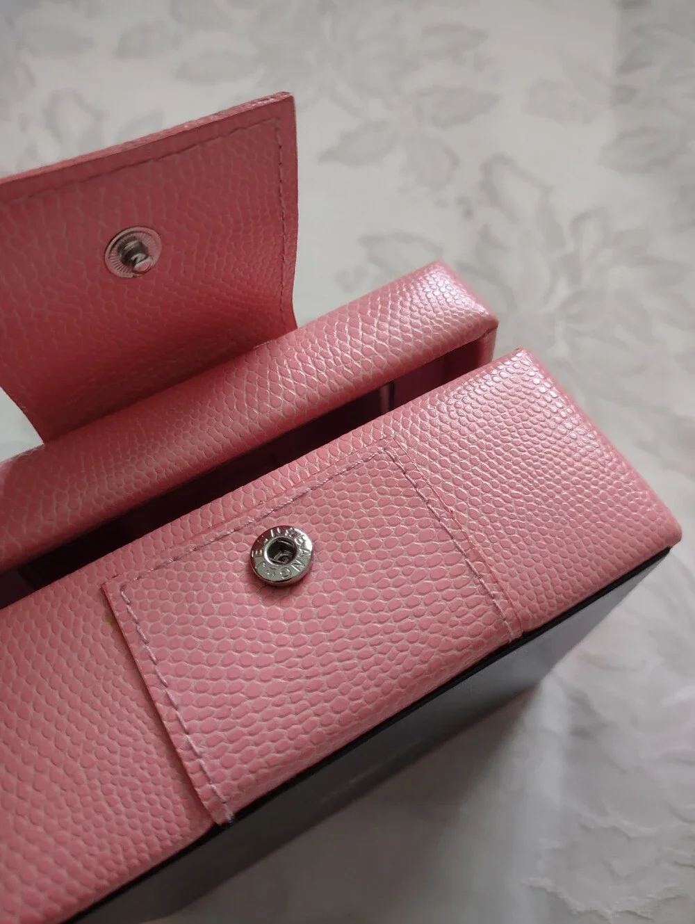 Wolf 1834 Pink Jewelry Box Travel Case Crystals Silver Tone Detail